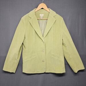 LL Bean Corduroy Jacket Blazer Womens 12 Petite Green Lined Academia Vintage